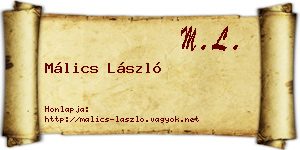 Málics László névjegykártya